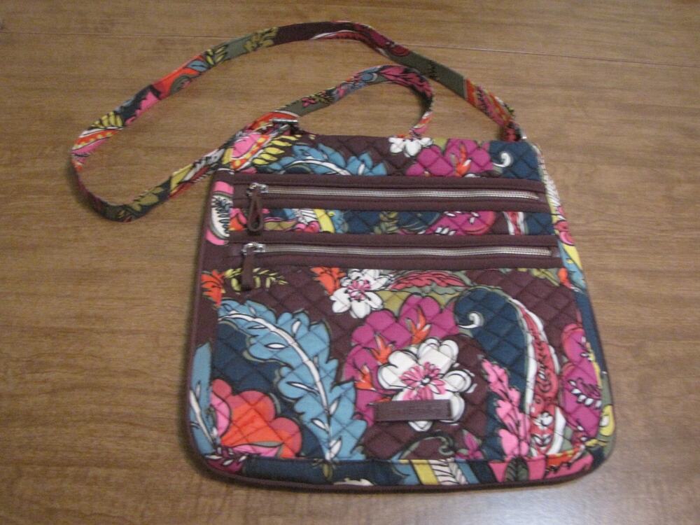 VERA BRADLEY TRIPLE ZIP HIPSTER CROSS BODY BAG